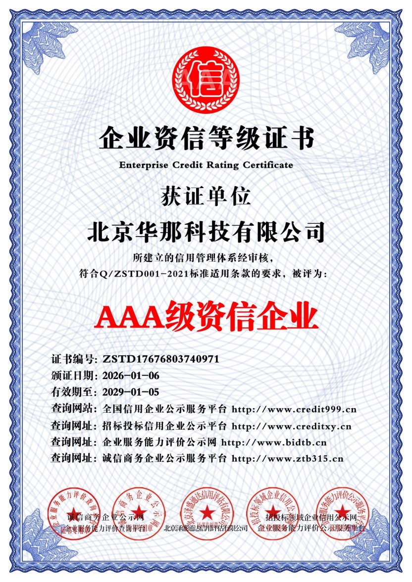 企业资信等级证书